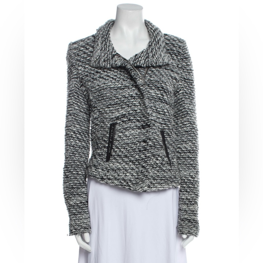 Iro tweed pattern leather jacket size 34 xs (brand new)